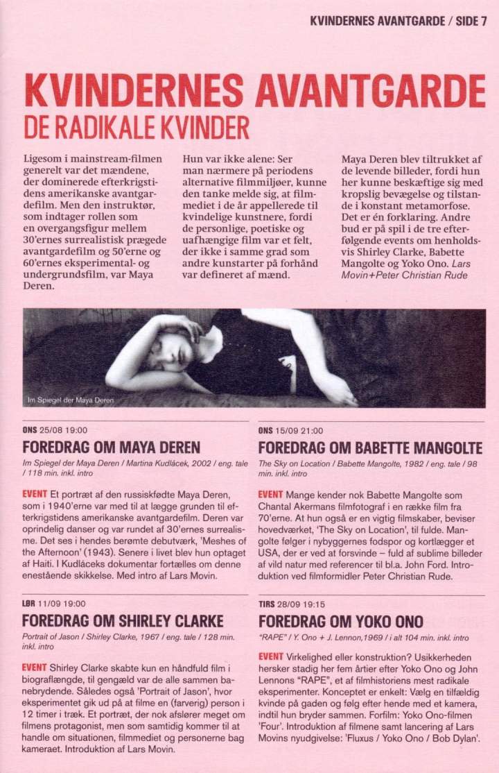 AVANTGARDENS KVINDER I&nbsp;CINEMATEKET